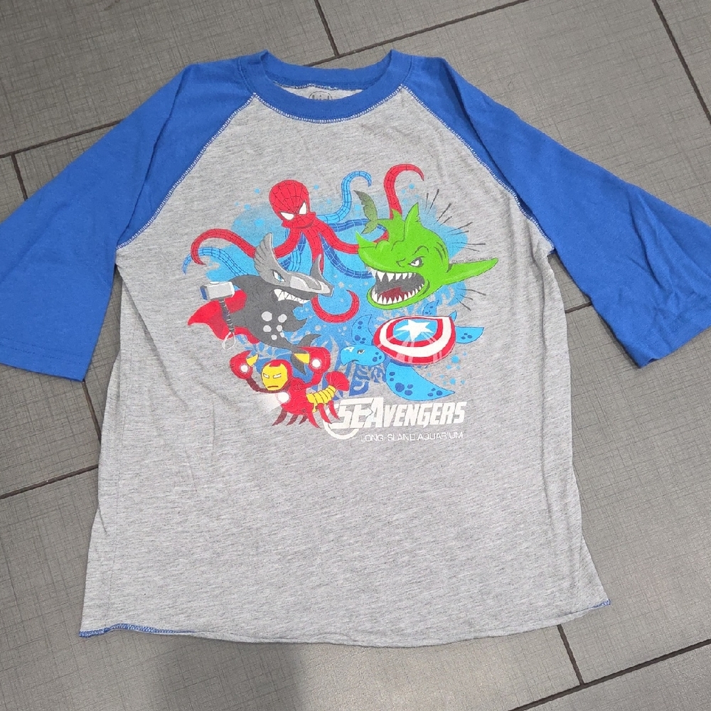 Avenger Blue and Gray Kids Short Sleeve Tee